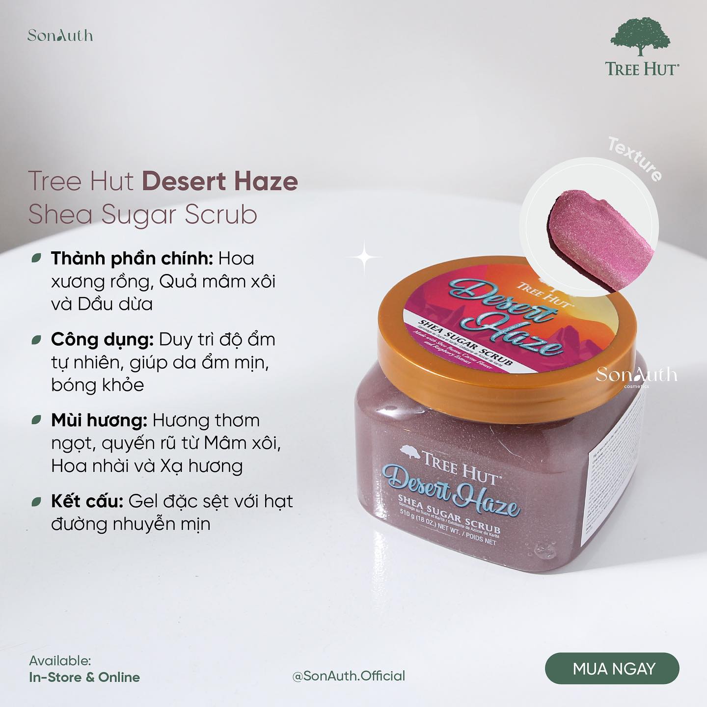 Tẩy Da Chết Cơ Thể Tree Hut Shea Sugar Scrub 510g (NK)