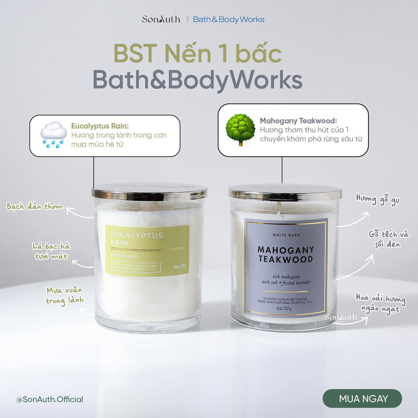 Nến Thơm 1 Bấc Bath & Body Works Single Wick Candle