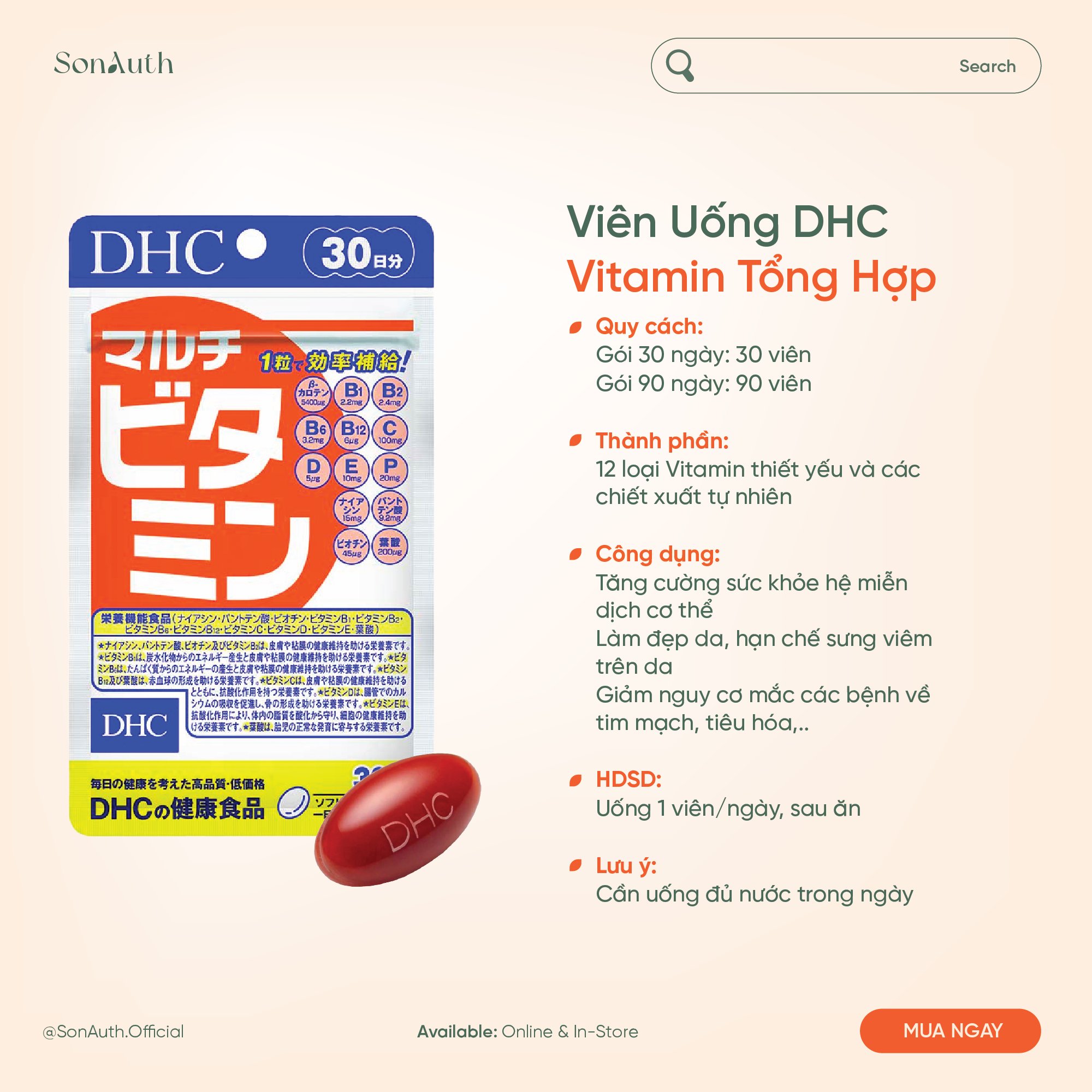 Viên Uống DHC Multi Vitamins Bổ Sung Vitamin Tổng Hợp