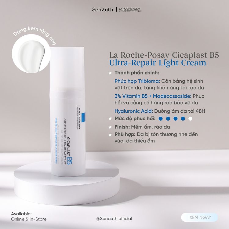 Kem Dưỡng La Roche-Posay Cicaplast B5 Ultra-Repair Light Cream 40ml (NK)