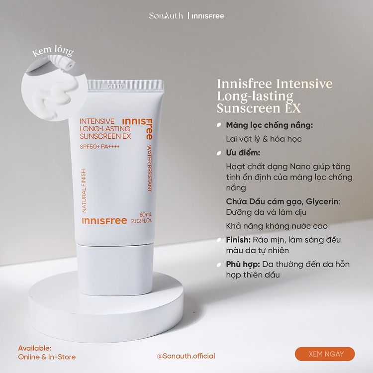 Kem Chống Nắng Innisfree Intensive Long-lasting Sunscreen EX 60ml