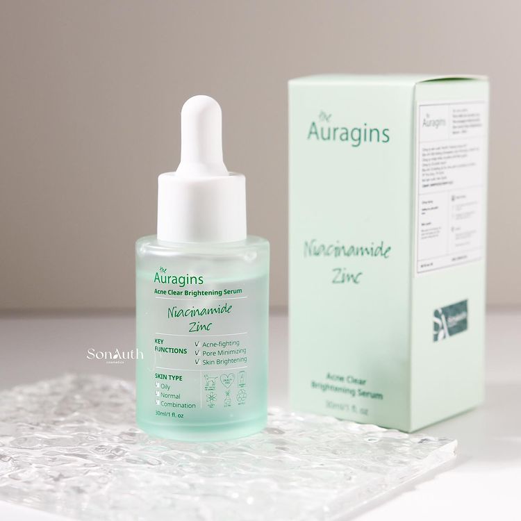 Tinh Chất The Auragins 10% Niacinamide + 1% Zinc Acne Clear Brightening Serum 30ml