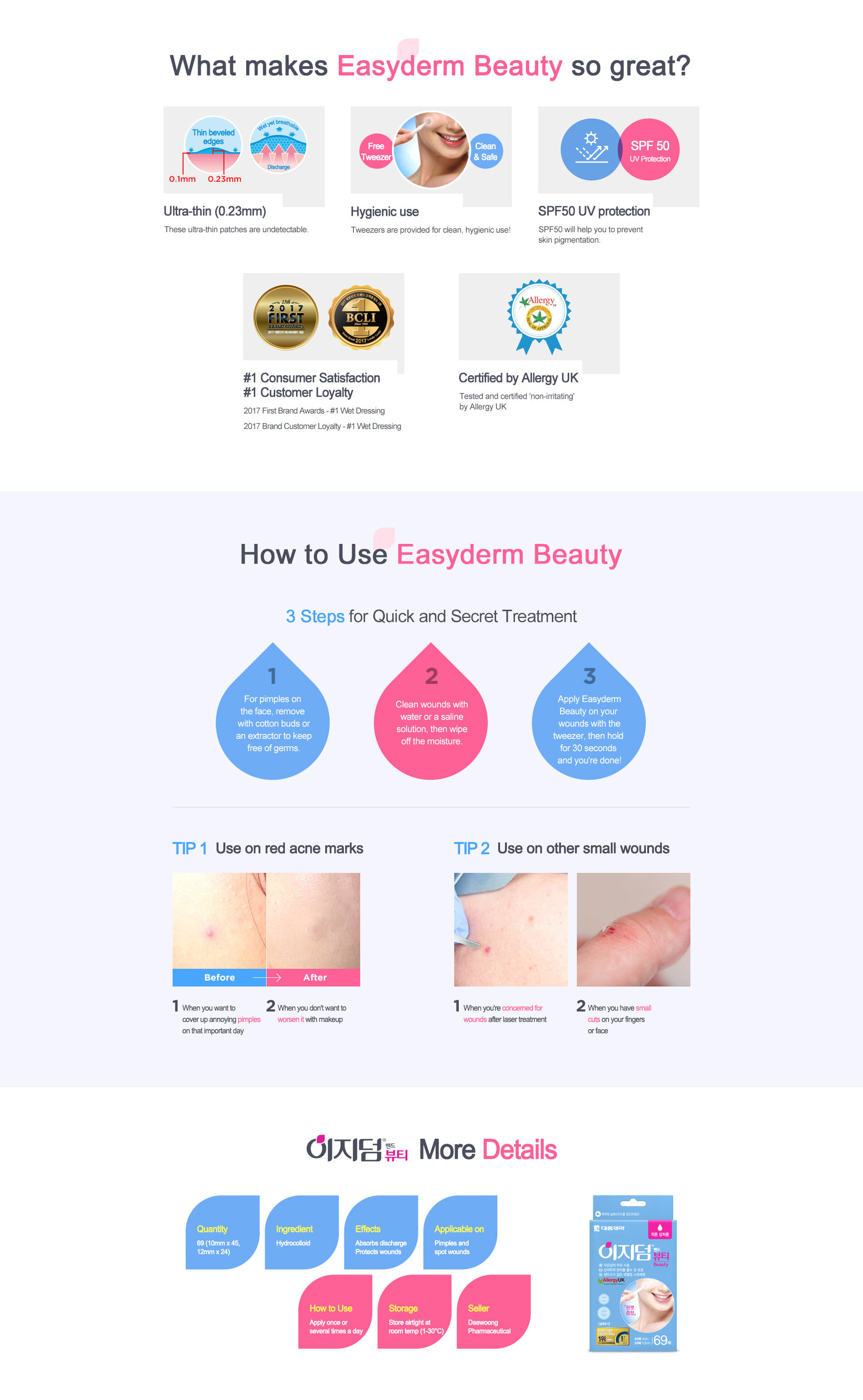 Dán Mụn EasyDerm Beauty Acne Spot Patches 69pcs