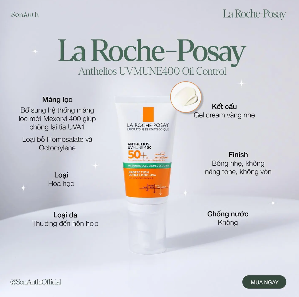 Kem Chống Nắng La Roche-Posay Anthelios UVmune 400 Oil Control Gel Cream SPF50+ 50ml