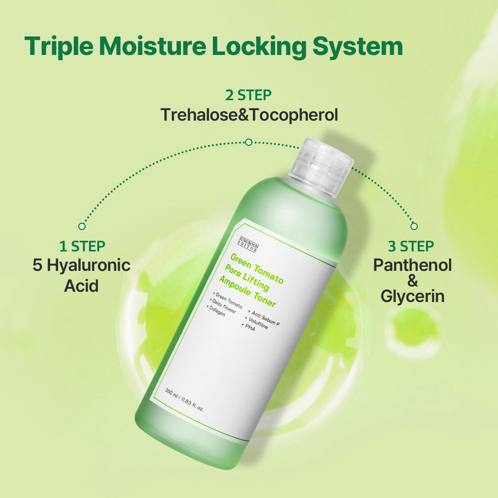 Nước Hoa Hồng Sungboon Editor Green Tomato Pore Lifting Ampoule Toner 350ml (NK)