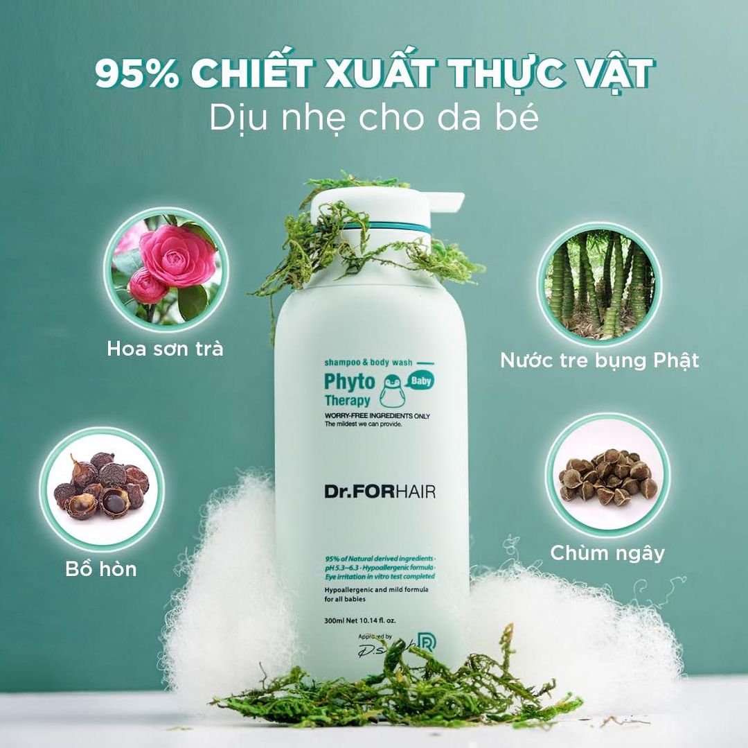 Dầu Tắm Gội Toàn Thân Dr.Forhair Phyto Therapy Baby Shampoo & Body Wash 300ml (NK)
