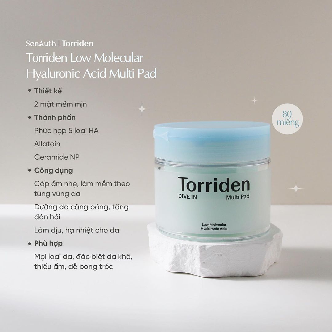 Pad Dưỡng Da Torriden Low Molecular Hyaluronic Acid Multi Pad (80 Sheets)