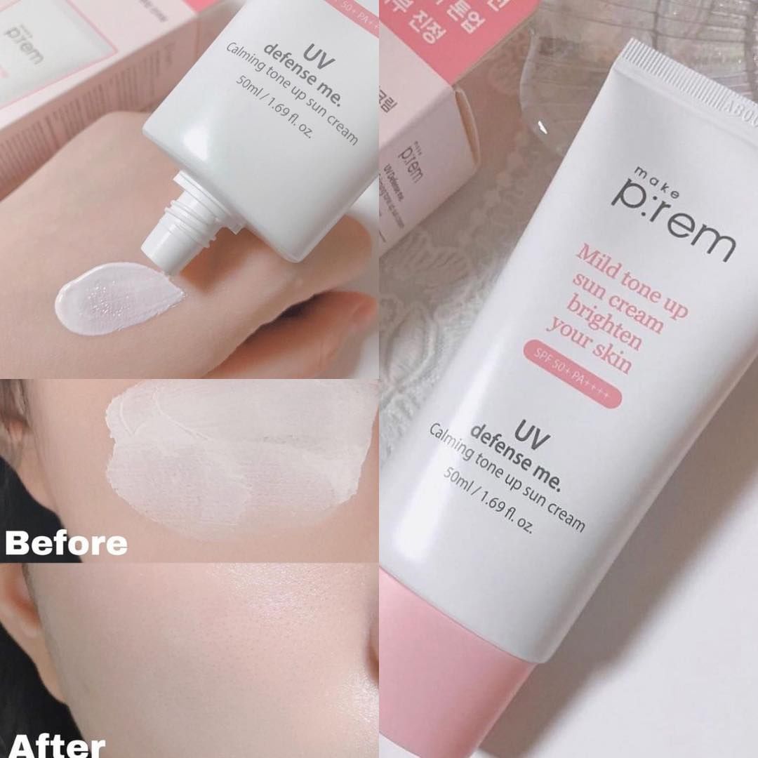 Kem Chống Nắng Make P:rem Defense me. Calming Tone Up Sun Cream