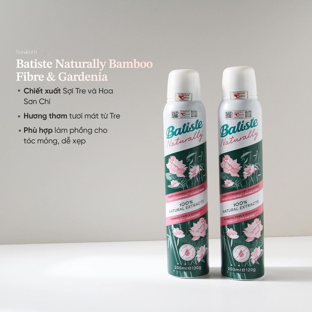Gội Khô Batiste Naturally Dry Shampoo 200ml