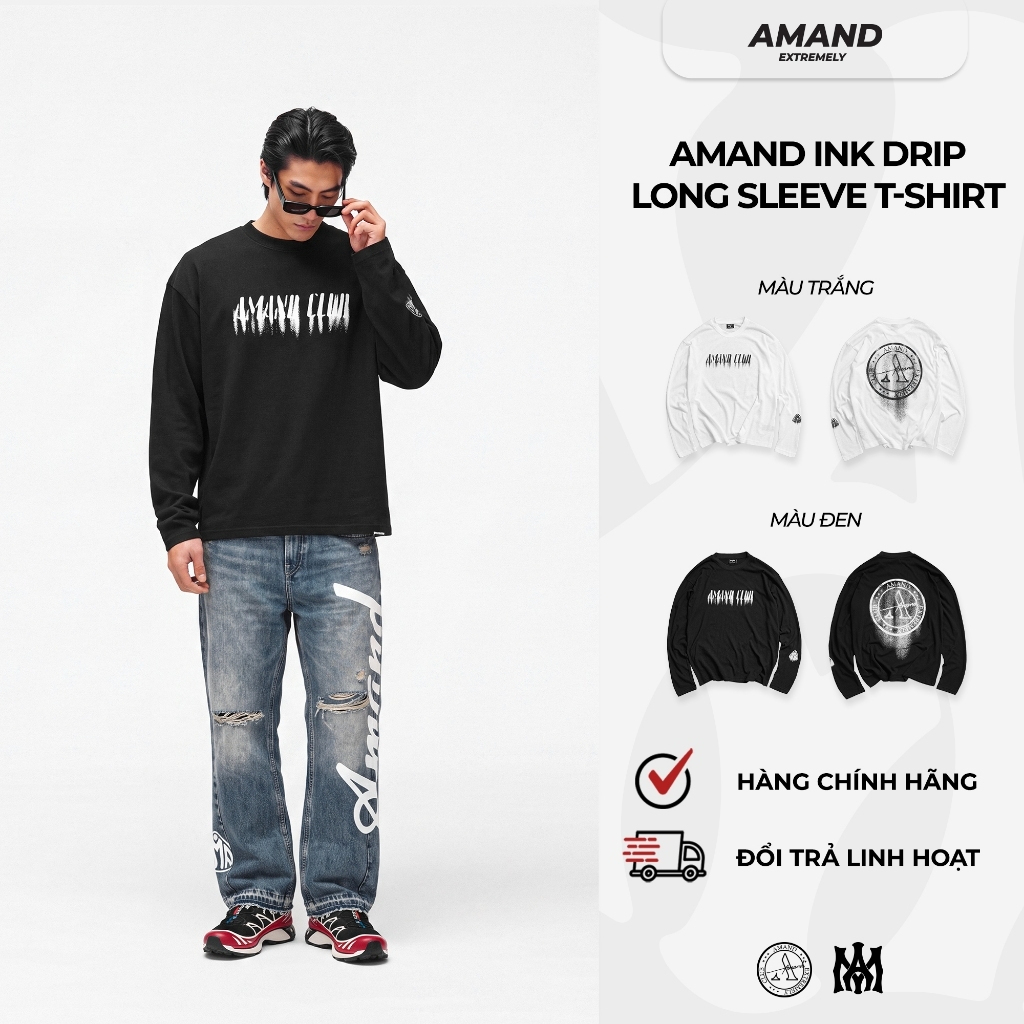 Áo Thun Dài Tay AMAND Ink Drip Long Sleeve T-Shirt BST 2026 - ATD905
