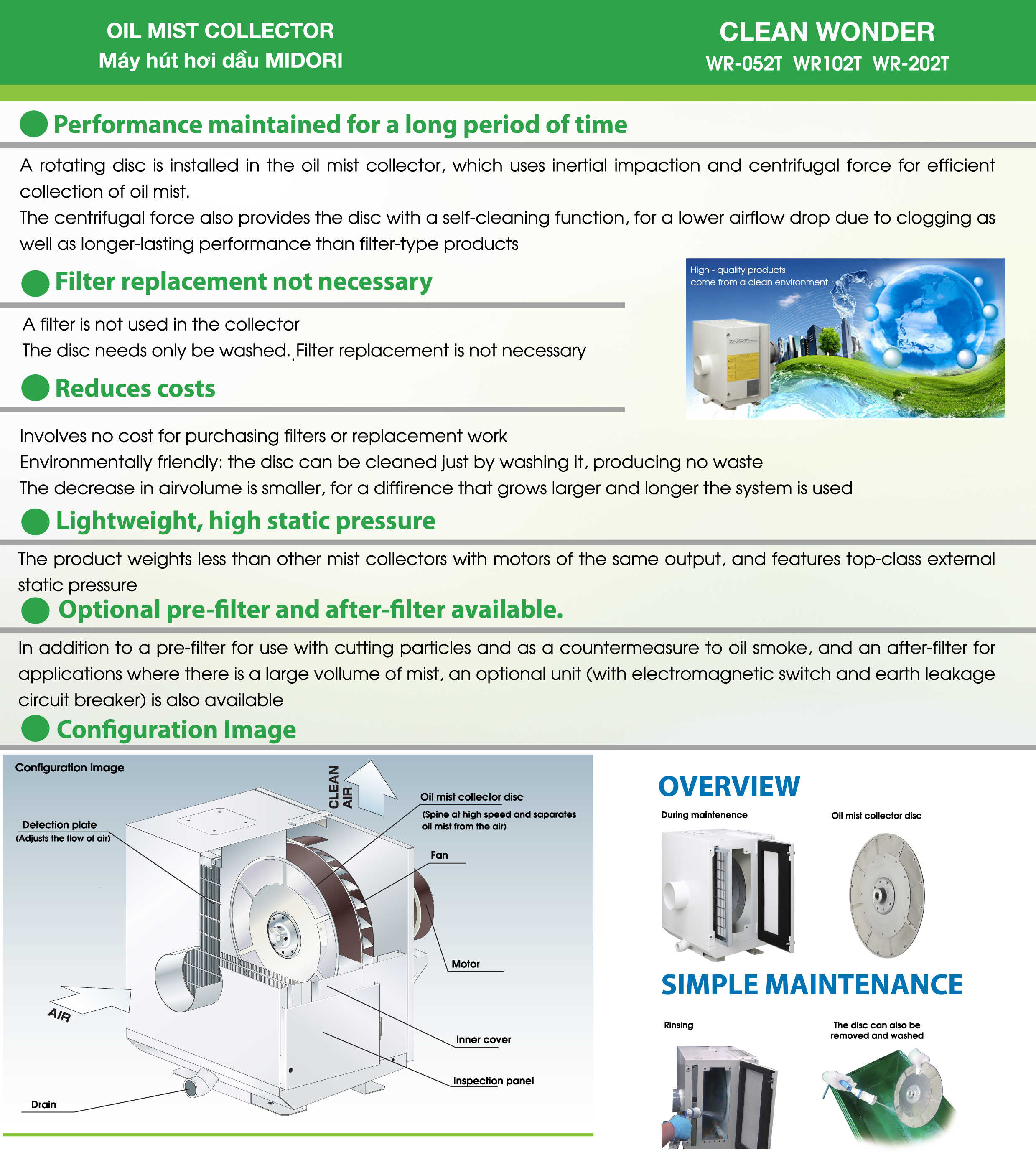 OIL MIST COLLECTOR CLEAN WONDER