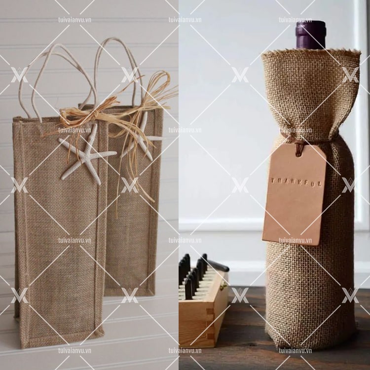 Túi vải đay đựng rượu giúp làm tăng giá trị của chai rượu lên