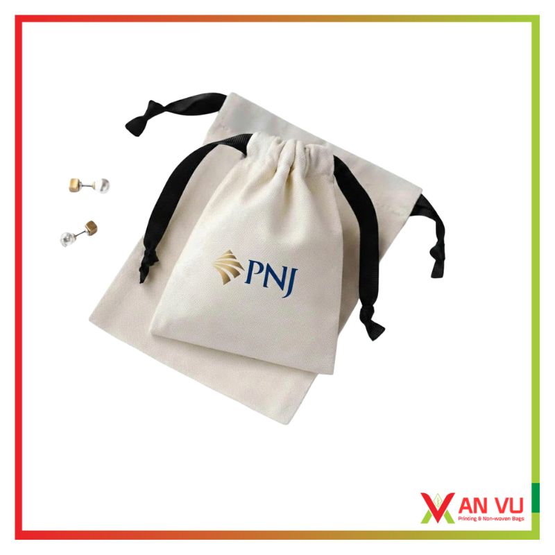 Túi vải canvas in logo đựng trang sức