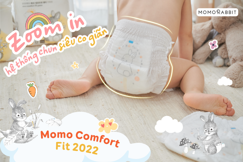 Bỉm cho bé mông đùi to Momo Rabbit Comfort Fit 2022 chính thức ra mắt tại thị trường Việt Nam