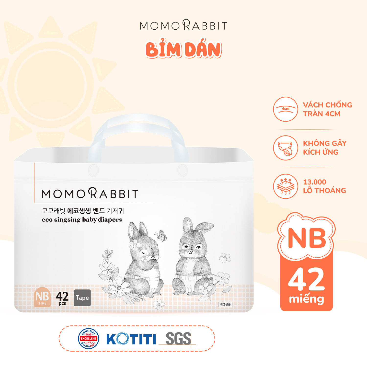 Bỉm dán Momo Rabbit - NB42 - 3-5kg