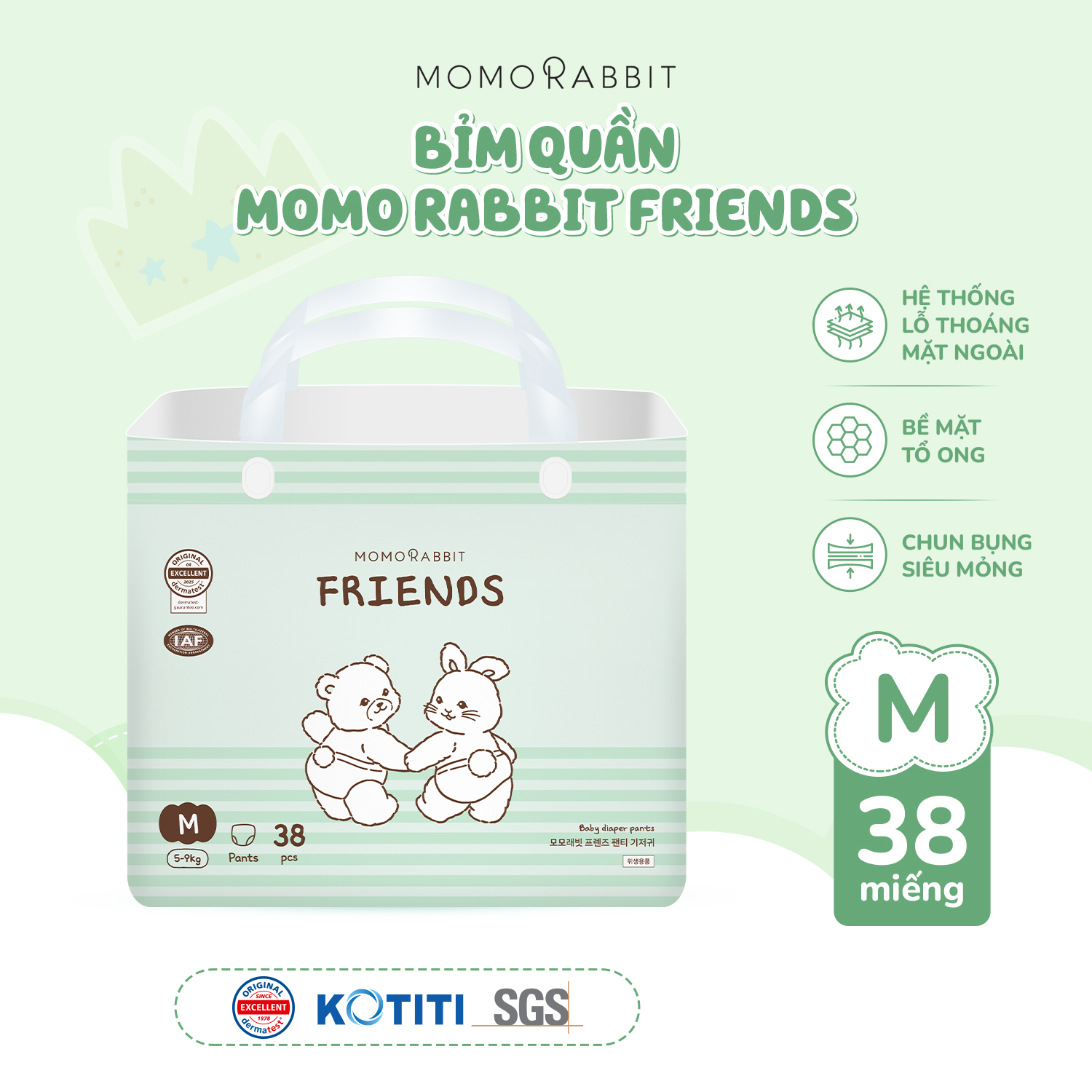 [MỚI] Bỉm quần - bản Friends - Size M - 5-9kg - 38 miếng