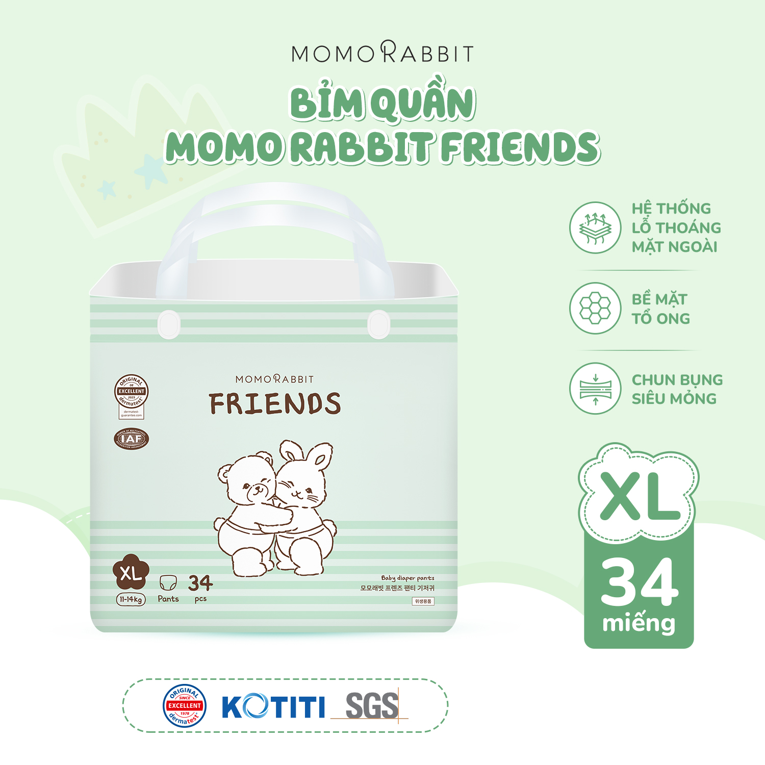[MỚI] Bỉm quần - bản Friends - Size XL - 11-14kg - 34 miếng