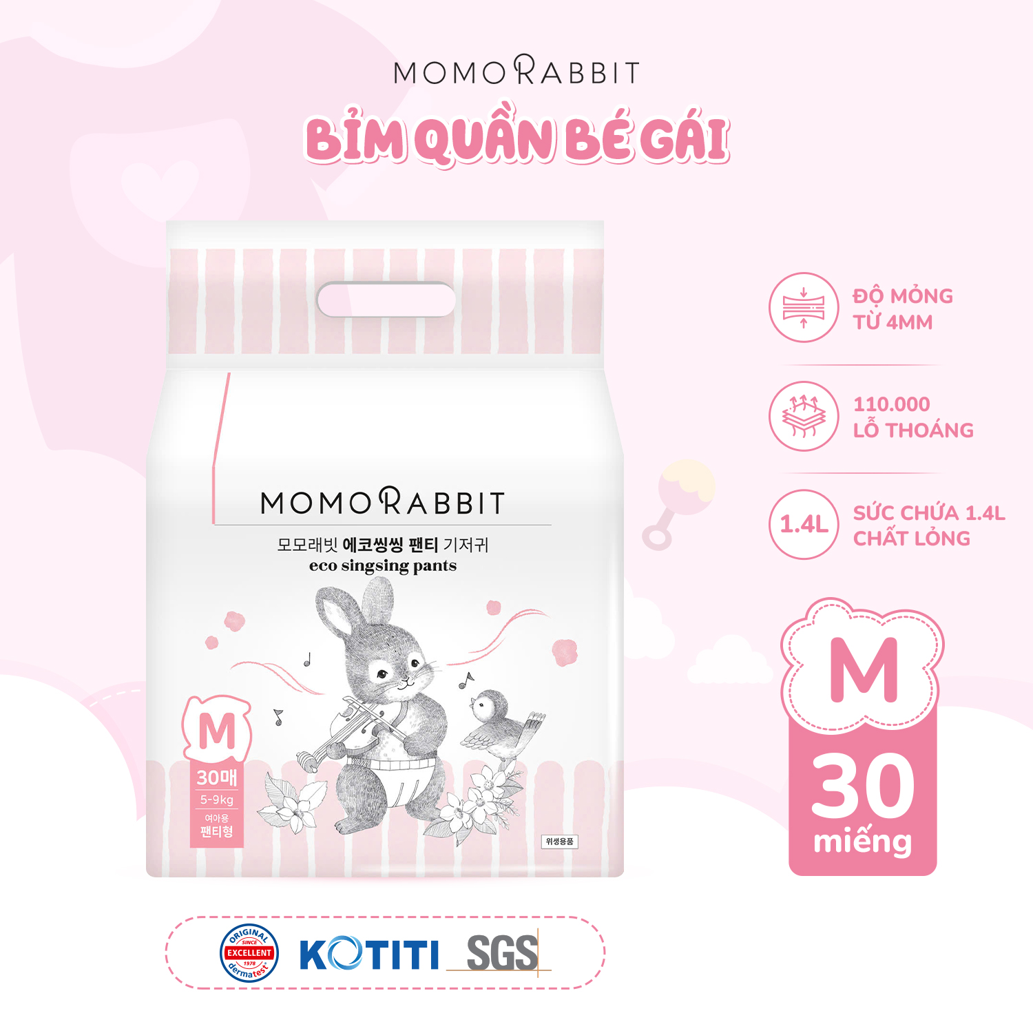 Bỉm quần bé gái size M - 5-9kg - 30pcs