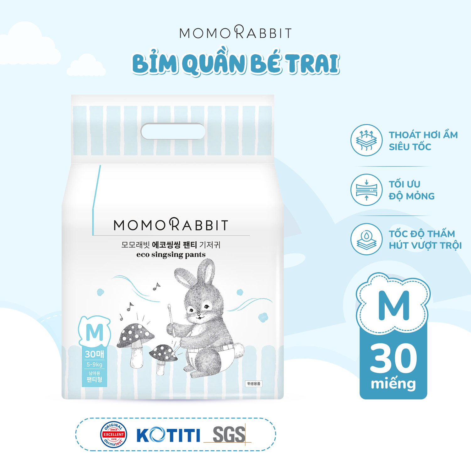 Bỉm quần bé trai size M - 5-9kg - 30pcs
