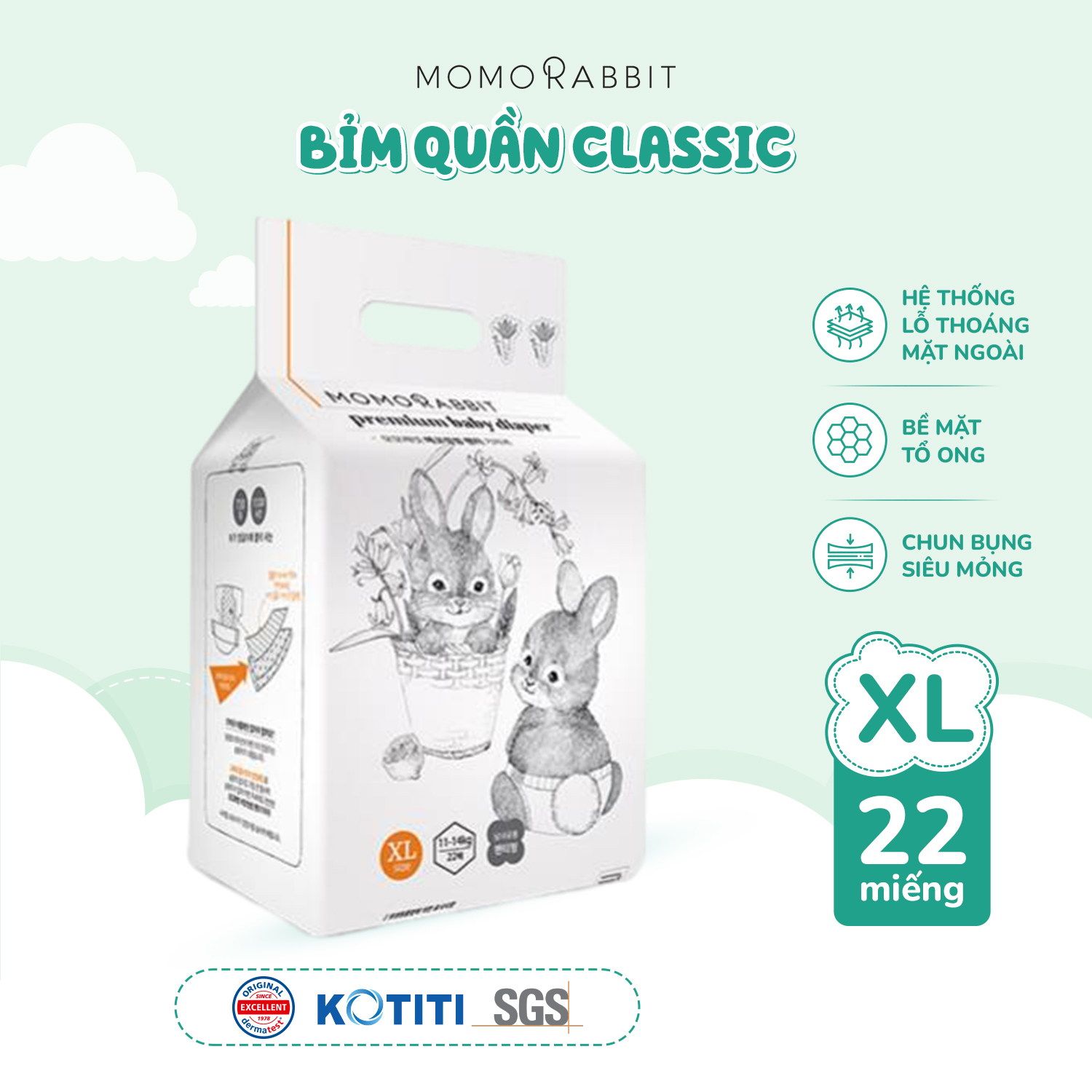 Bỉm quần Classic Momo Rabbit - XL22 - 11 - 14kg