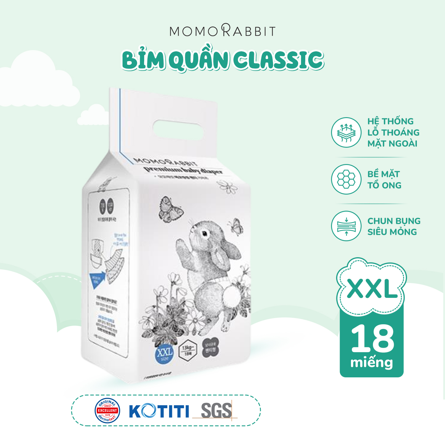 Bỉm quần Classic Momo Rabbit - XXL18 - 13kg++