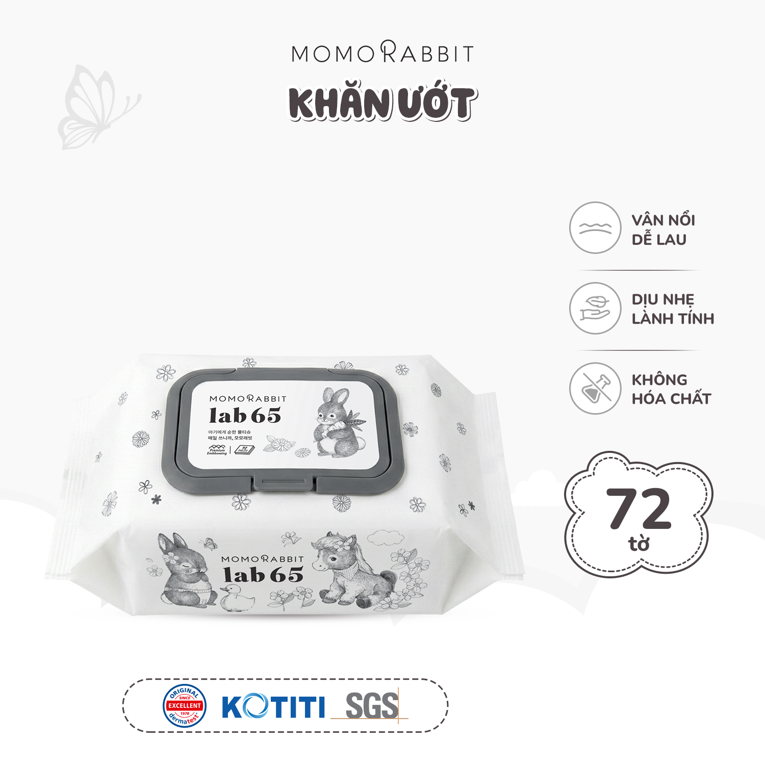 Giấy ướt Momo Rabbit loại 72 tờ