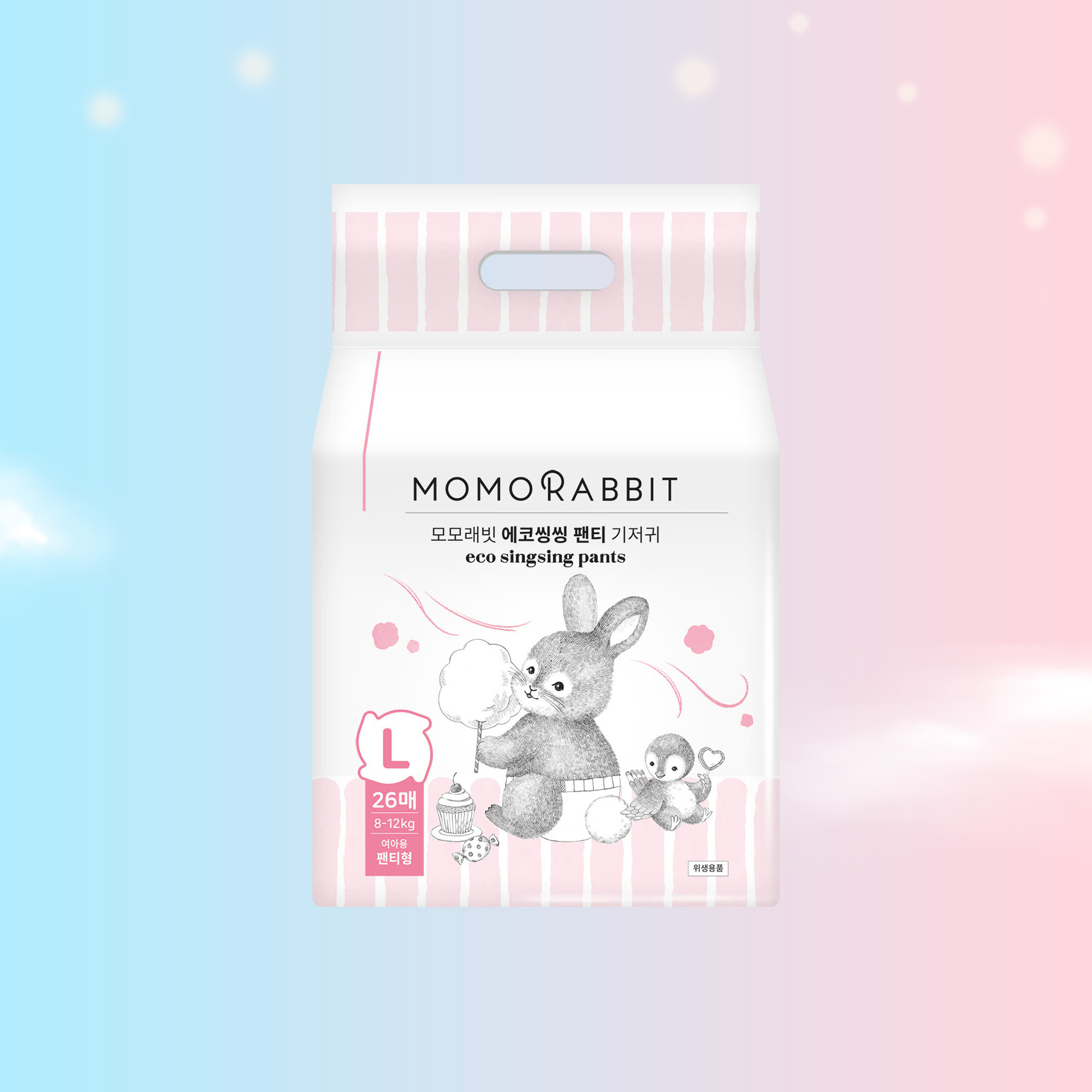 Bỉm quần bé gái Momo Rabbit - size L26 - 8-12kg