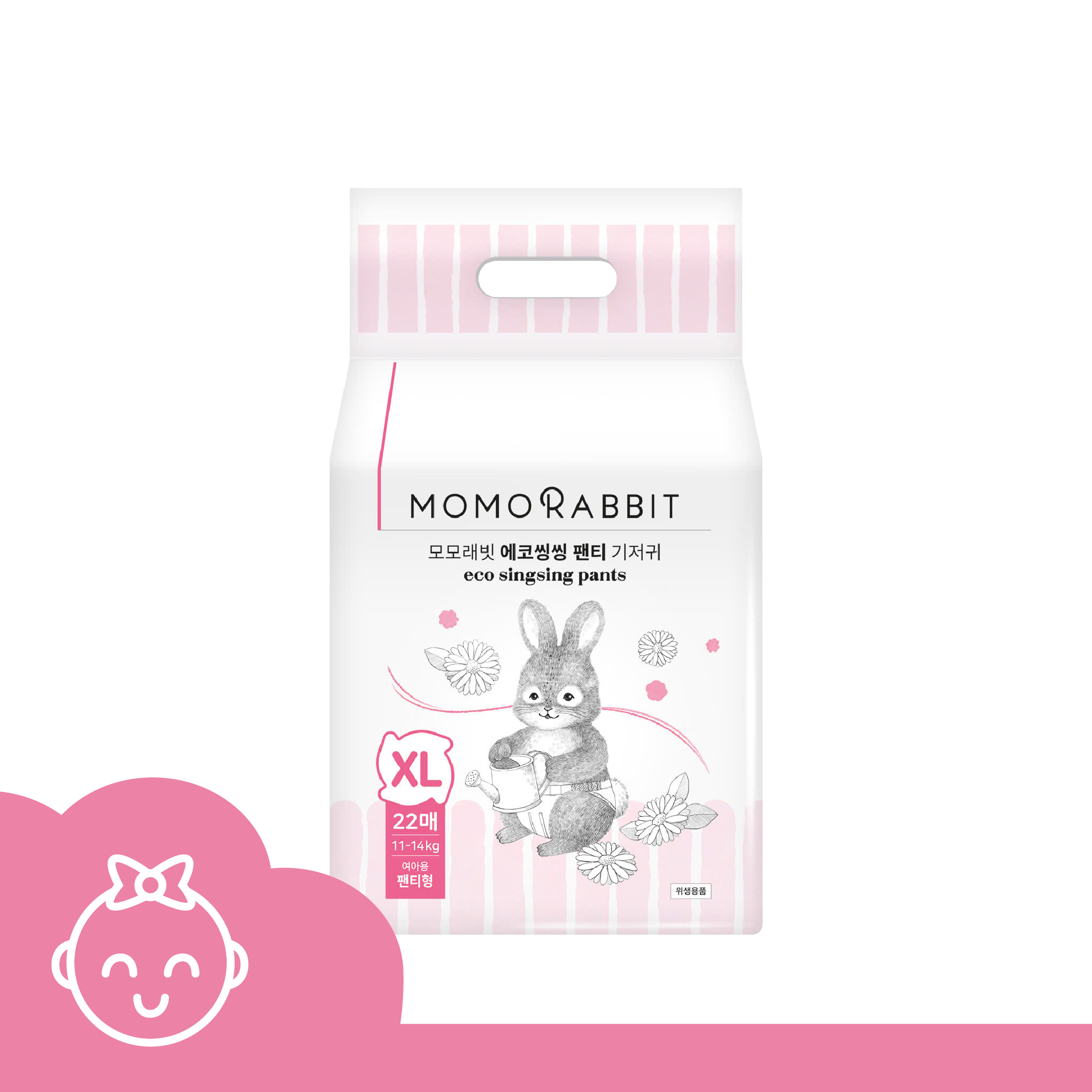 Bỉm quần bé gái Momo Rabbit 2025 - size XL22 - 11-14kg