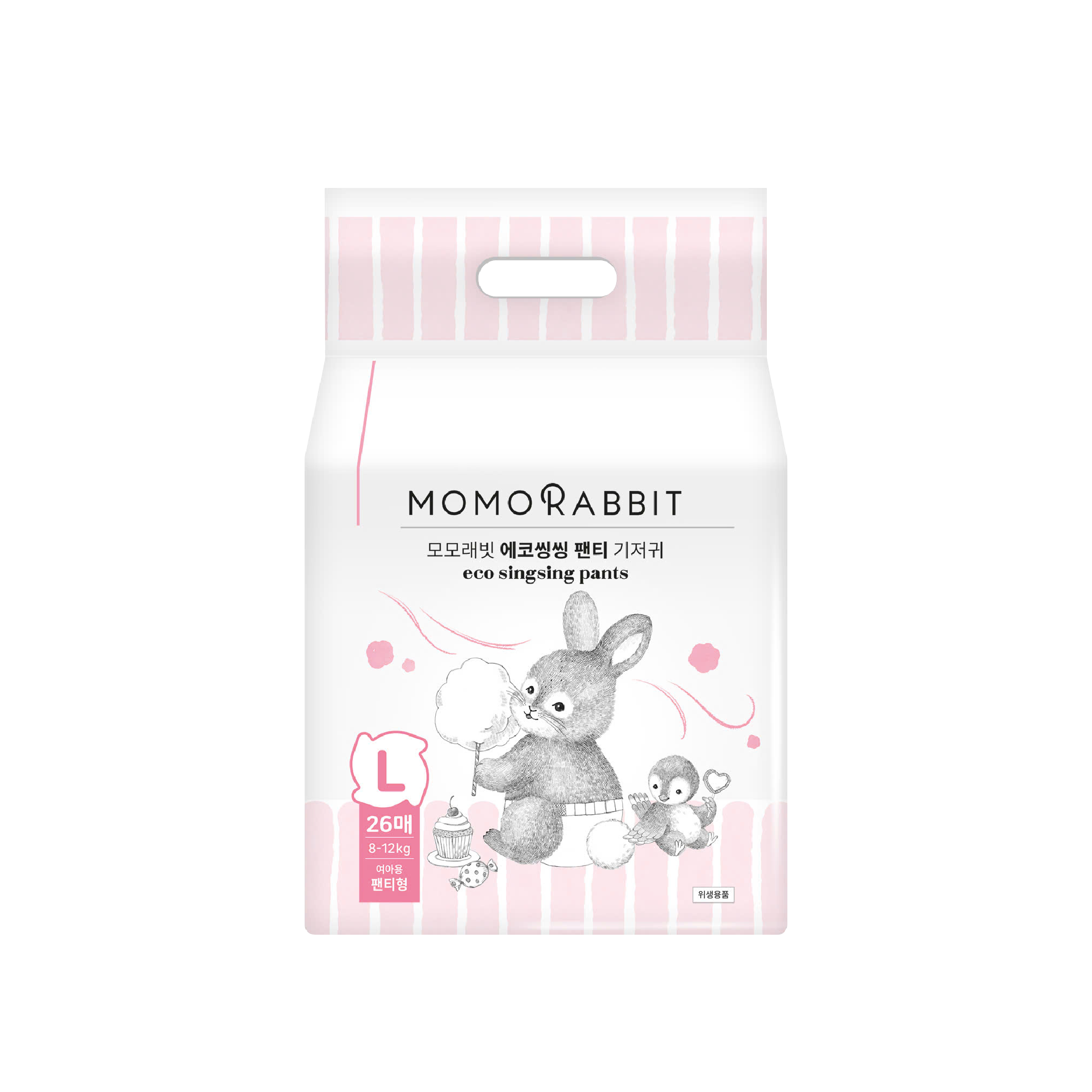Bỉm quần bé gái Momo Rabbit 2025 - size L26 - 8-12kg