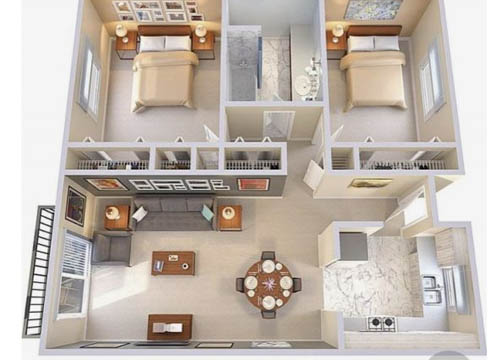 100 Mẫu thiết kế chung cư 2 phòng ngủ đẹp Nội thất Thiên Phú