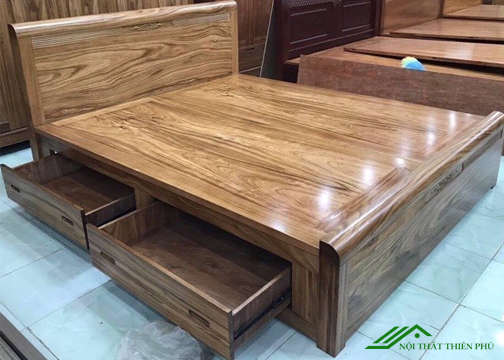 giường gỗ mun hoa