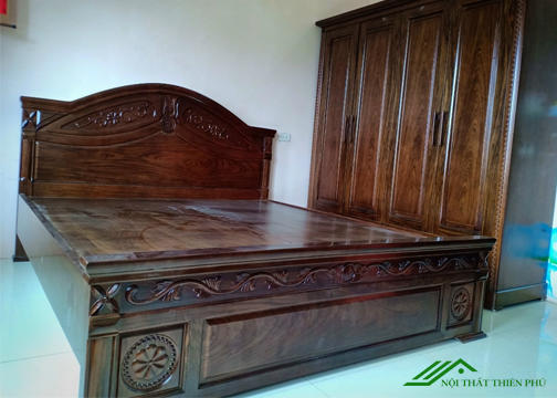 Giường gỗ óc chó tự nhiên dát phản đẹp - GN 55 Nội thất Thiên Phú Giường Gỗ Óc Chó Tự Nhiên Dát Phản Đẹp - Gn 55 Nội Thất Thiên Phú