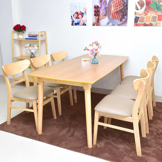 Bàn ăn mango vàng 6 ghế - BA 14