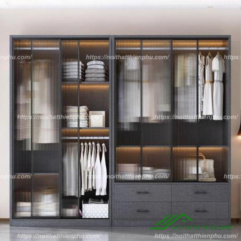 Tủ quần áo kính hiện đại đẹp - QA 113