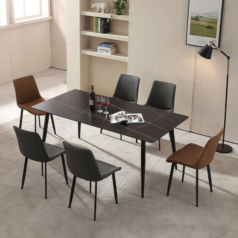 Bàn ăn gia đình chân sắt mặt đá - BA 86