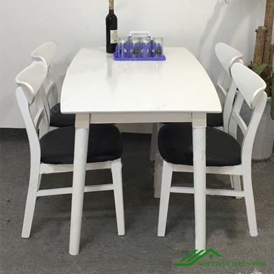 Bàn ăn mango trắng 4 ghế - BA 13