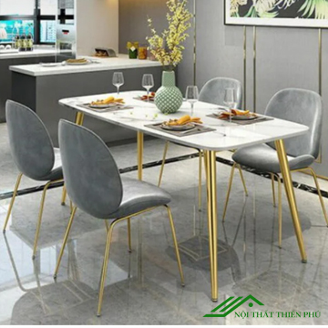 Bàn ăn 4 ghế Gubi chân mạ vàng - BA 26