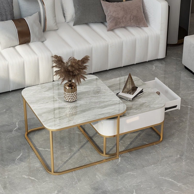 Bàn trà đôi hình vuông có ngăn kéo - BT 85