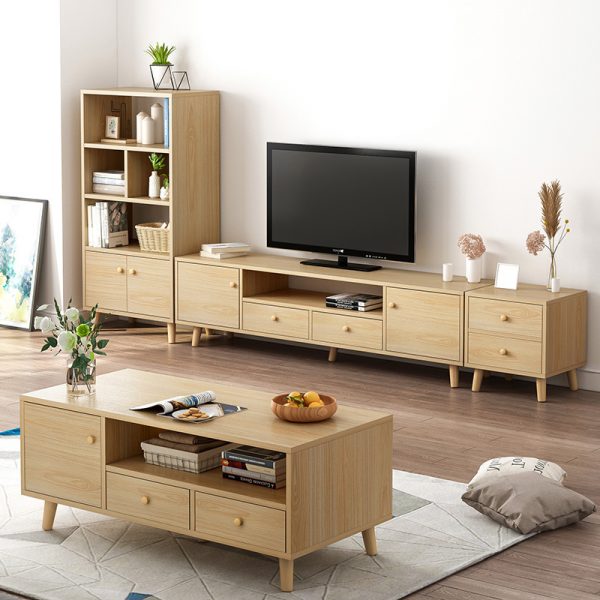 Bàn trà sofa melamine chân sồi đẹp - BT 65