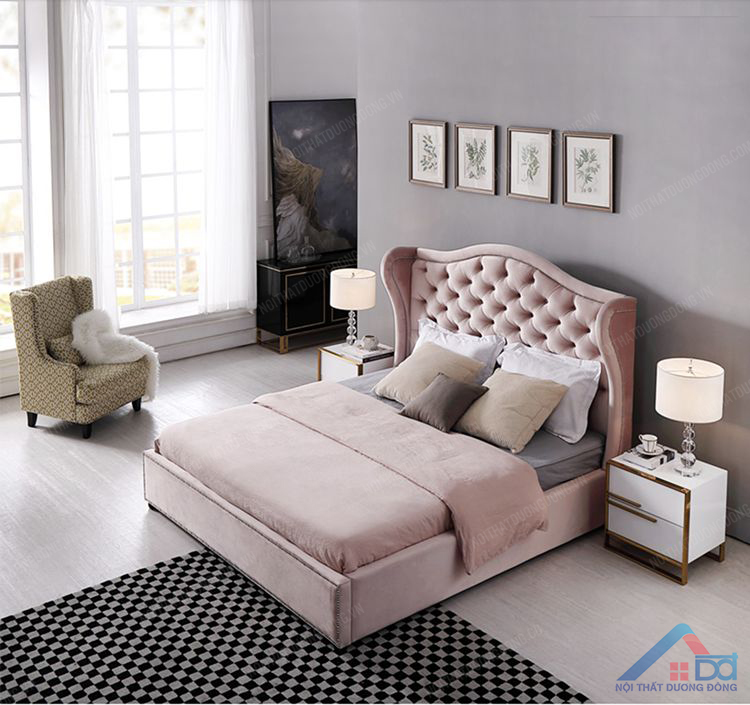 Giường ngủ bọc nỉ giá rẻ 1m6 x 2m - BD 05