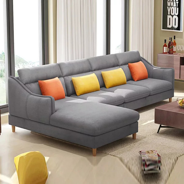 Sofa Góc Khung Gỗ Tự Nhiên Bọc Nỉ Giá Rẻ - SF 54