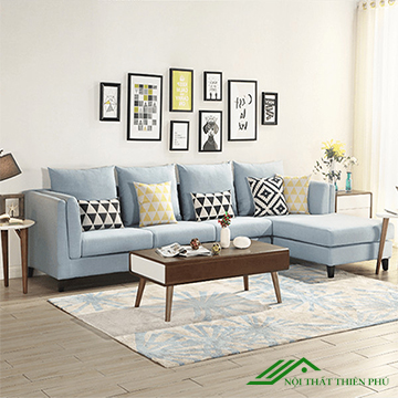 Sofa Góc Gỗ Tự Nhiên Bọc Nỉ Giá Rẻ - SF 55
