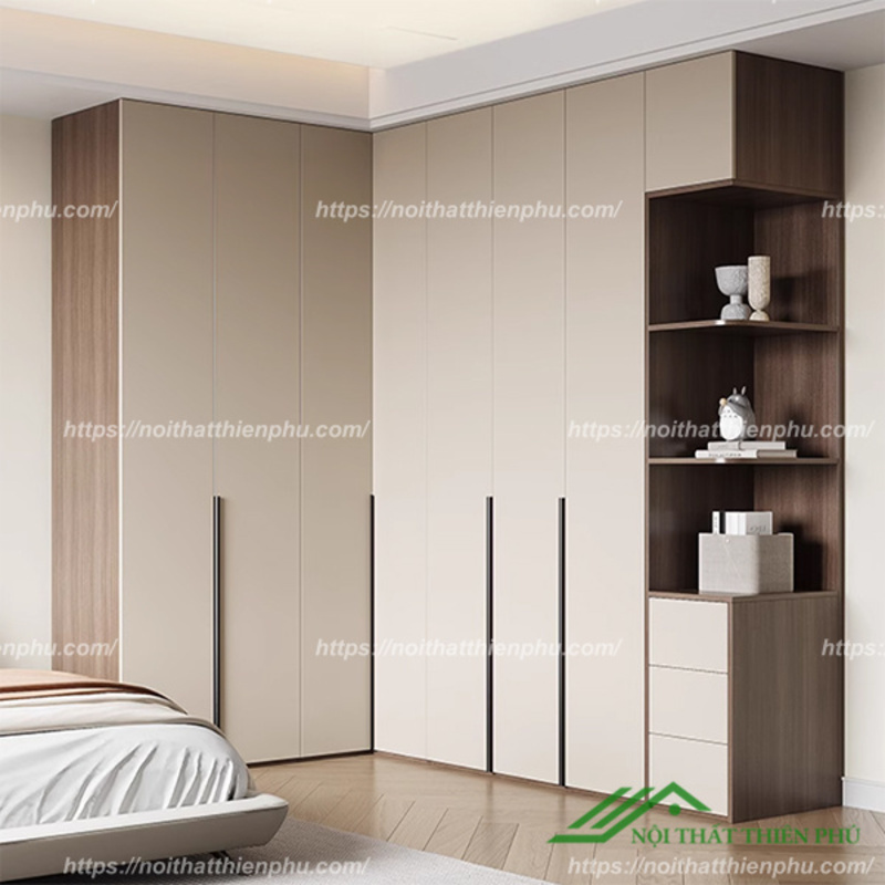 Mẫu tủ quần áo chữ L góc tường - QA 109