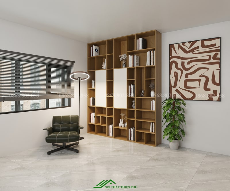 Mẫu tủ kệ trang trí hiện đại chất liệu gỗ công nghiệp - TT 04