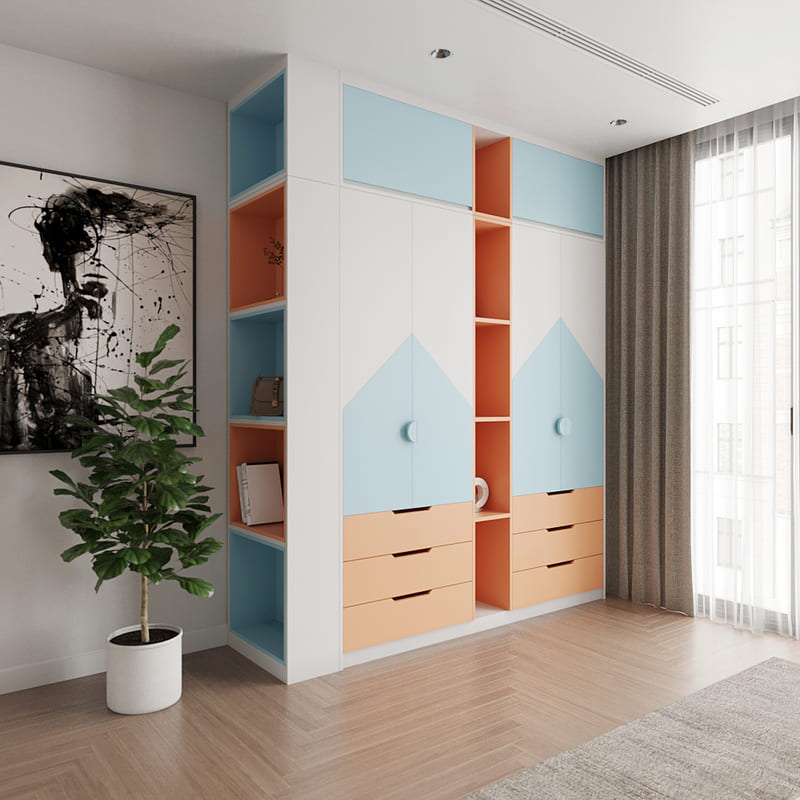 Tủ quần áo 4 cánh kèm kệ trang trí - QA 88