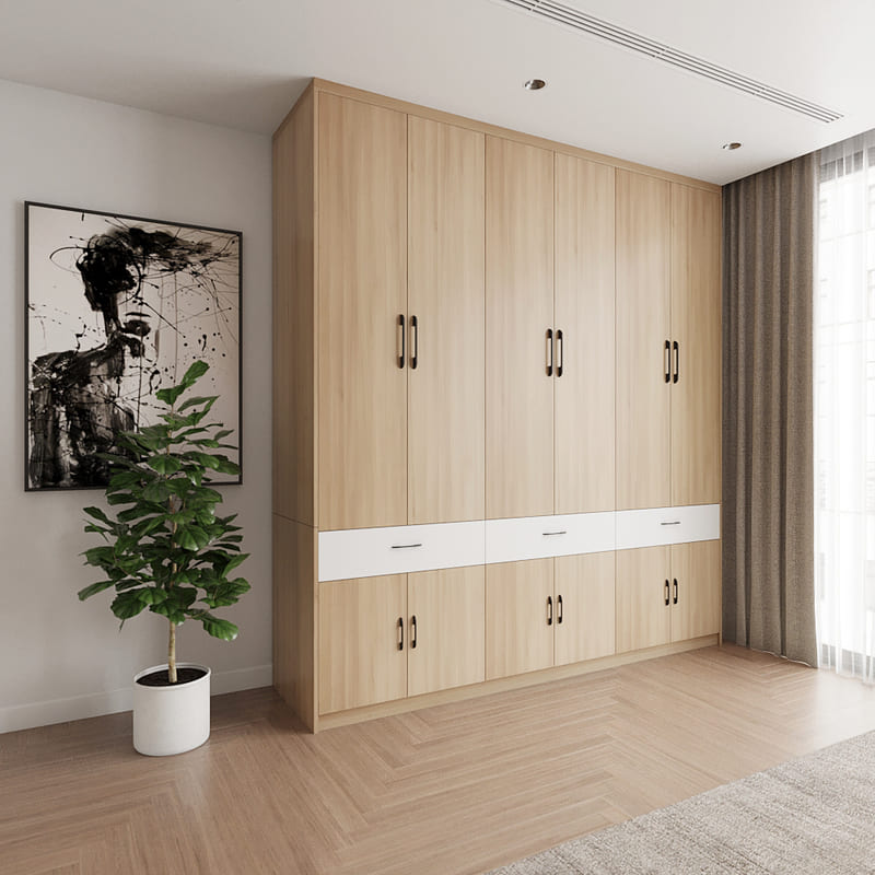 Tủ quần áo gỗ 6 cánh mở gập - QA 86