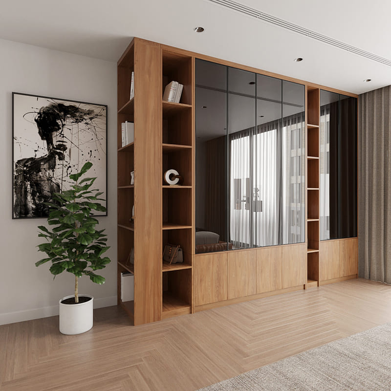 Tủ quần áo gỗ cánh kính hiện đại - QA 89