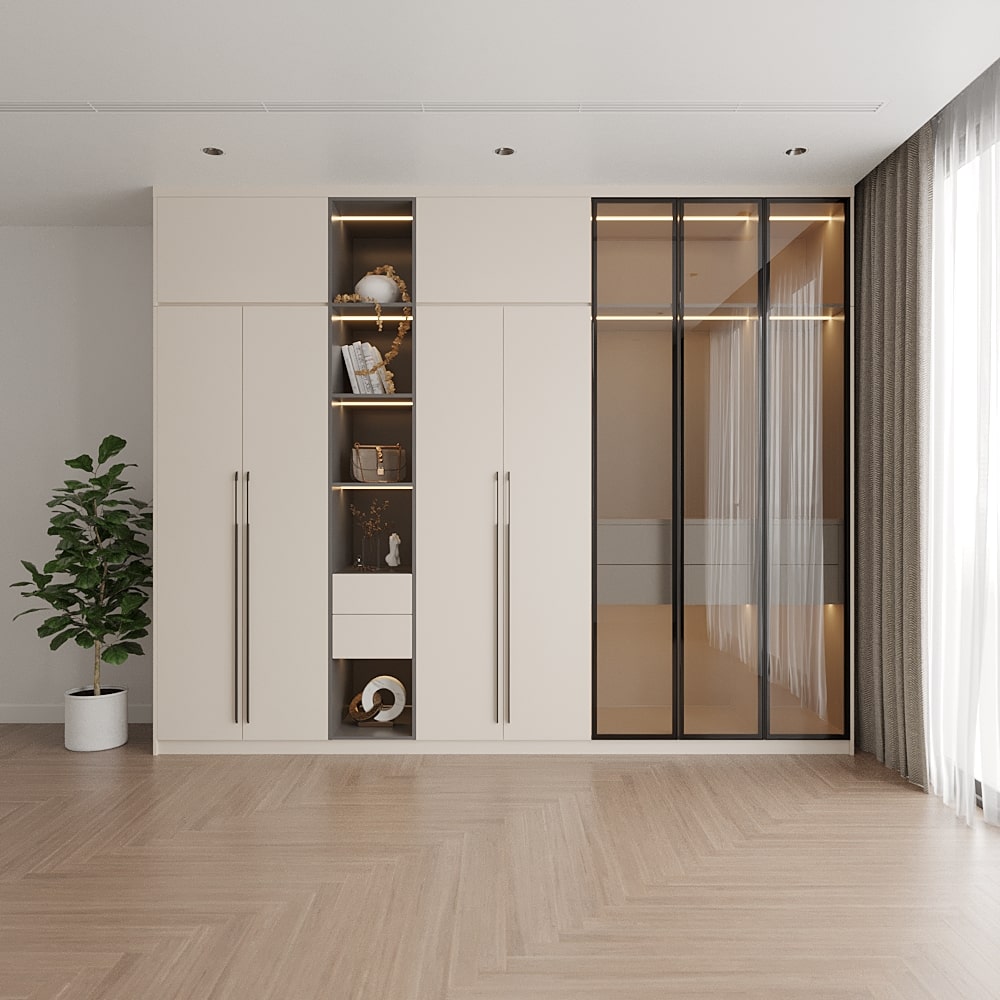 Tủ quần áo hiện đại gỗ công nghiệp cánh kính - TK 11