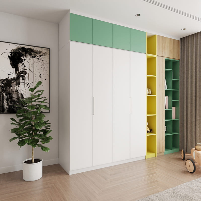 Tủ quần áo kết hợp kệ trang trí - QA 92