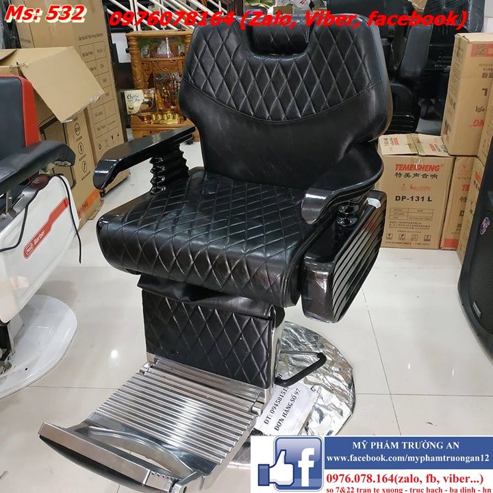 Ghế cắt tóc nam barber cao cấp khung hợp kim, đệm mút đúc hqh 512